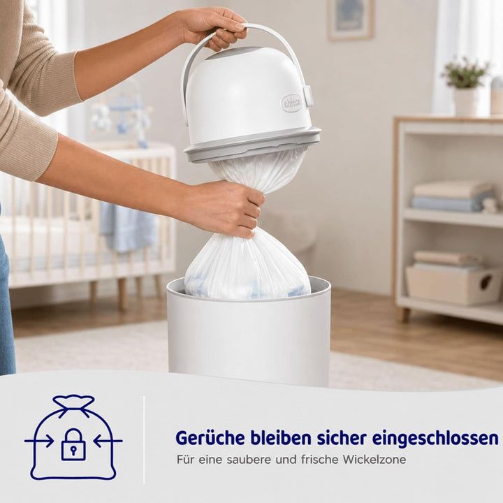 Chicco Windeleimer Nachfüllpack & Windel Blaubaer | geruchsdichte & auslaufsichere Beutel | Für saub