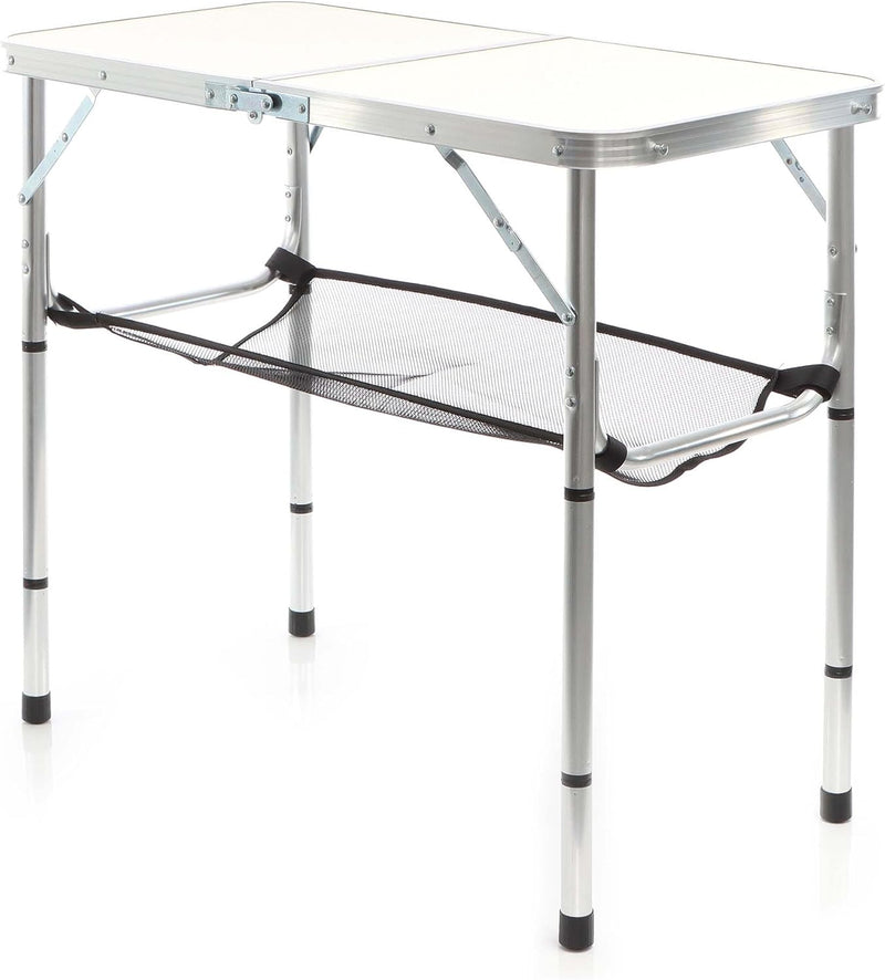 Toboli Campingtisch Weiss 80x40cm höhenverstellbar auf 31/45/56/70 cm Aluminium Klapptisch Falttisch