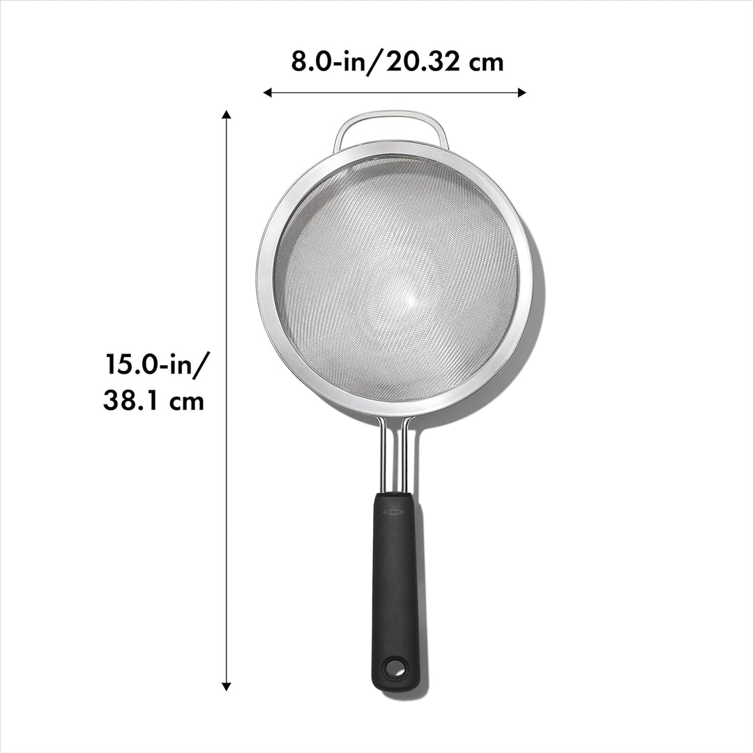 OXO 38991 Stangensieb, Edelstahl, schwarz, 8 Inch Strainer, 8 Inch Strainer