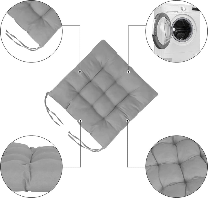 Trintion 8er Set Sitzkissen mit Bindebändern – Bequeme 40x40 cm Stuhlauflage Gartenstuhl, Esszimmers