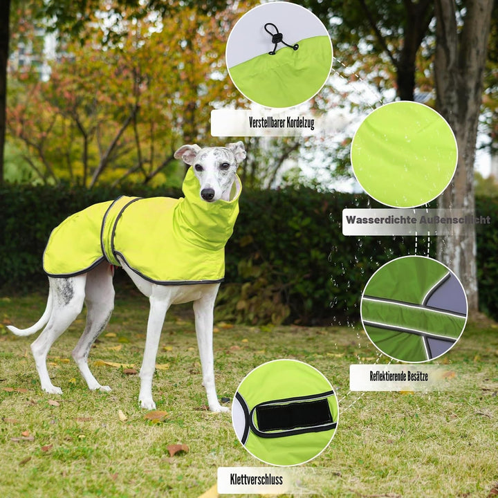Geyecete Windhund Leicht Hundejacke Regenjacke, Hunderegenmantel Wasserdicht Verstellbar Windhundeja