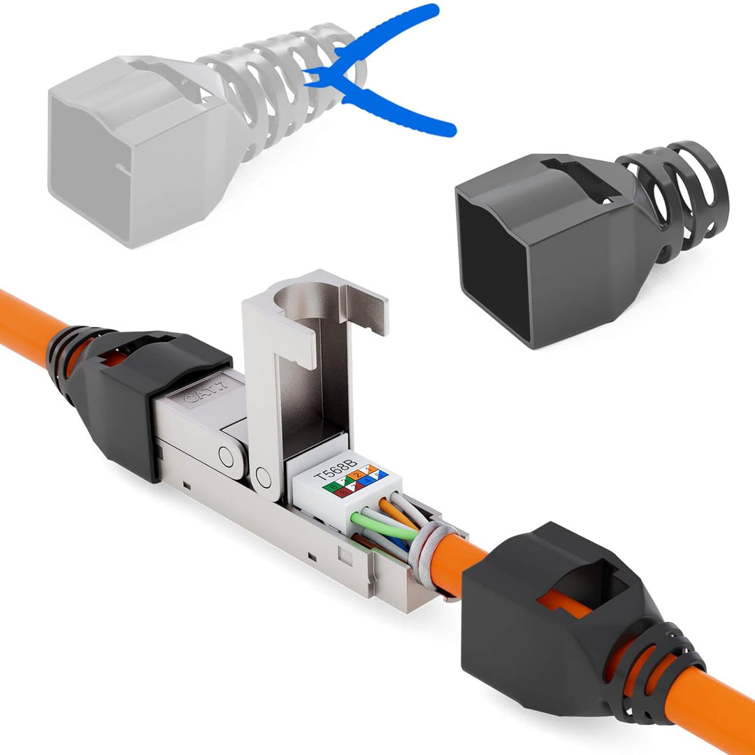 HB-DIGITAL 5x Cat7 LSA Netzwerkkabel Verbinder werkzeugloser mit Knickschutzhülle STP feldkonfektion