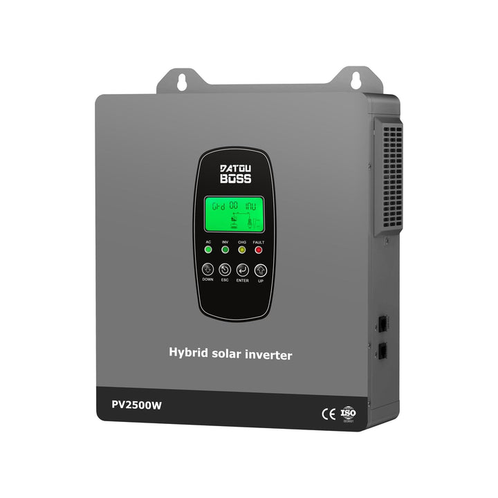 DATOUBOSS 1800W Hybrid Solar Wechselrichter 12V Reiner Sinus, 12V DC auf 230V AC Inverter mit MPPT L