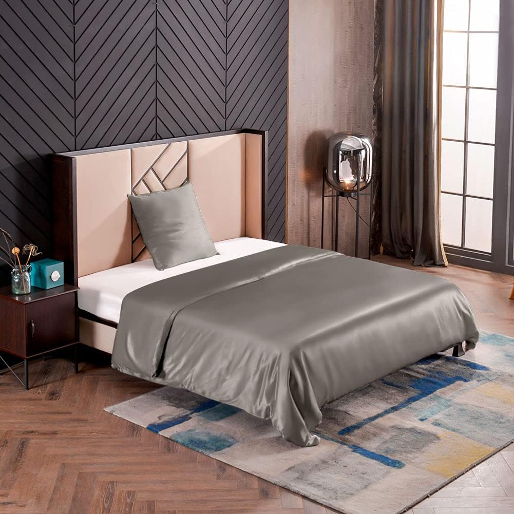 THXSILK Seidenbettwäsche Set 2 teilig, Bettbezug 155 x 220 cm und 80 x 80 cm Kissenbezug, Hypoallerg