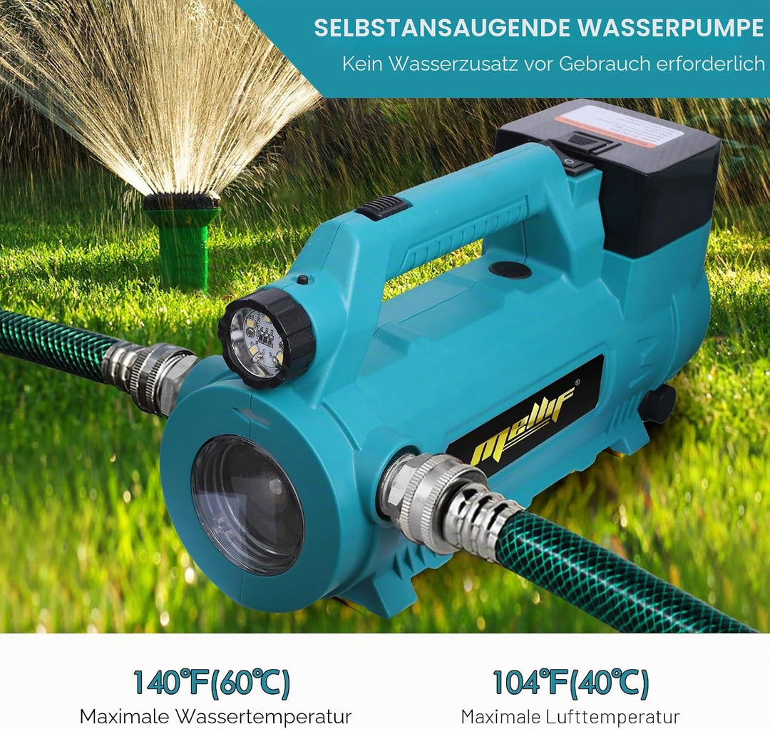 Mellif Wasserpumpe für Makita 18 V Akku, elektrische Gartenpumpe, kabellose tragbare selbstansaugend