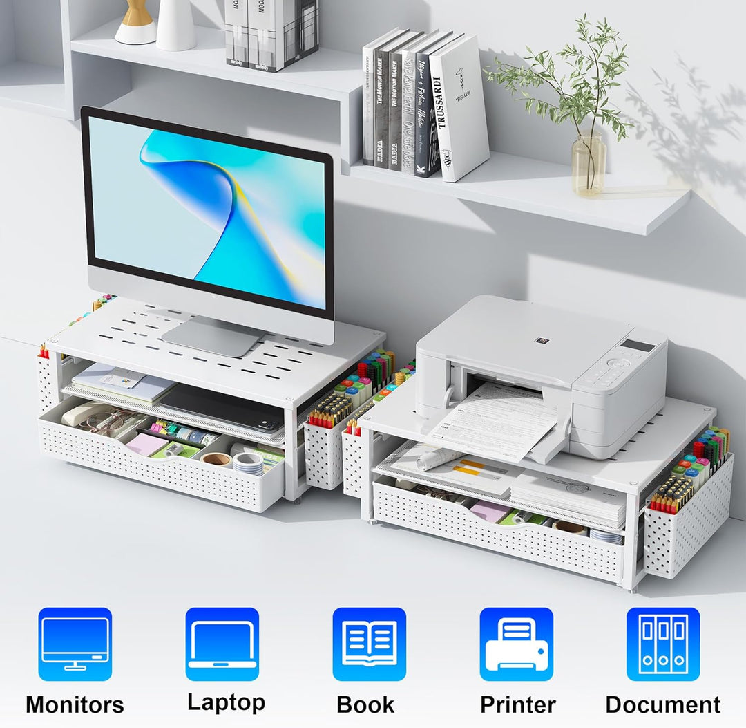 gianotter Monitorständer, Schreibtisch-Organizer mit Schublade und Stifthalter, 2-stöckiger Computer