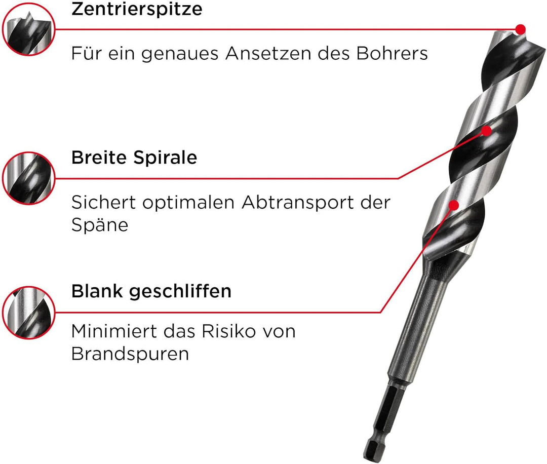 kwb 3-S Japan Schlangenbohrer ø 30 mm, 165 mm aus blankgeschliffenem CV-Stahl mit superscharfem Spit