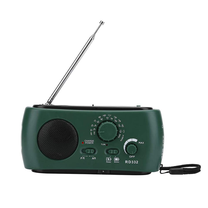 Solar Handkurbel AM/FM-Radio mit LED-Taschenlampe Notruf-Ladegerät (dunkelgrün) 3-LED für Taschenlam
