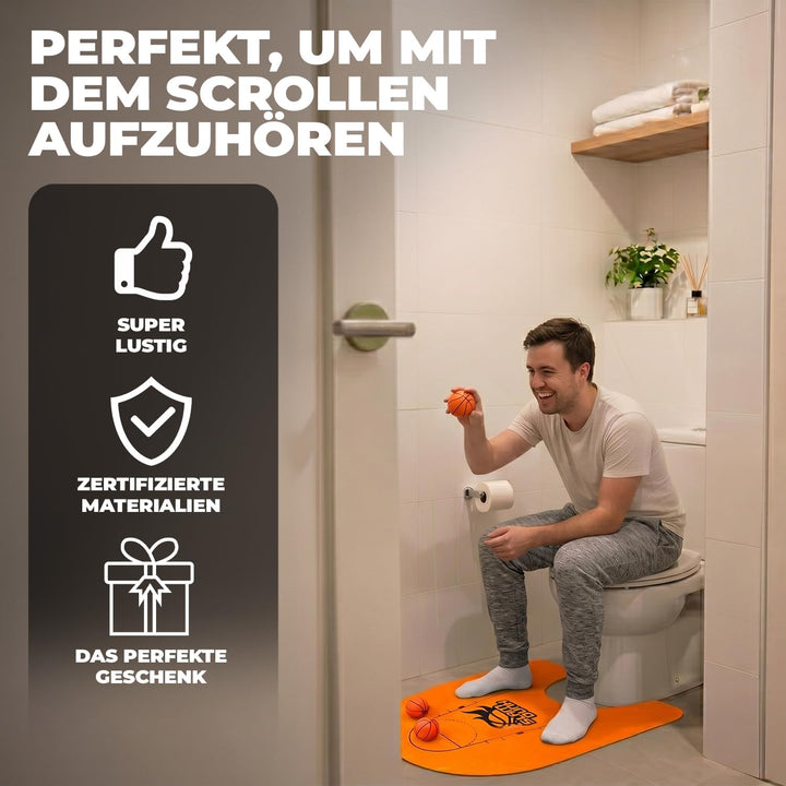 WC-Basketball-Set | Komplettset | Toiletten-/WC-Set | Premium-Qualität | 1 Teppich | 1 Korb mit Saug