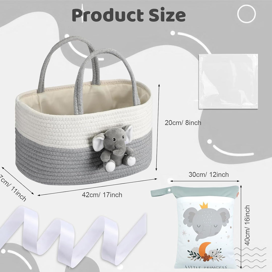 TechVizrs Baby Windel Caddy Korb, Multifunktionale Windelaufbewahrungskorb mit Windelaufbewahrungsta