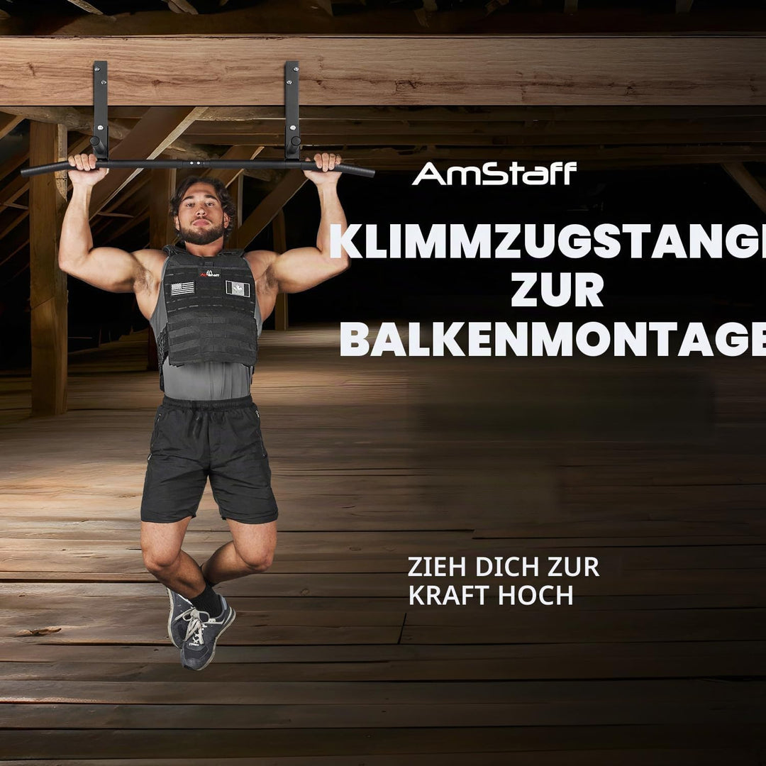 AmStaff Fitness TU038 Klimmzugstange für Balkenmontage