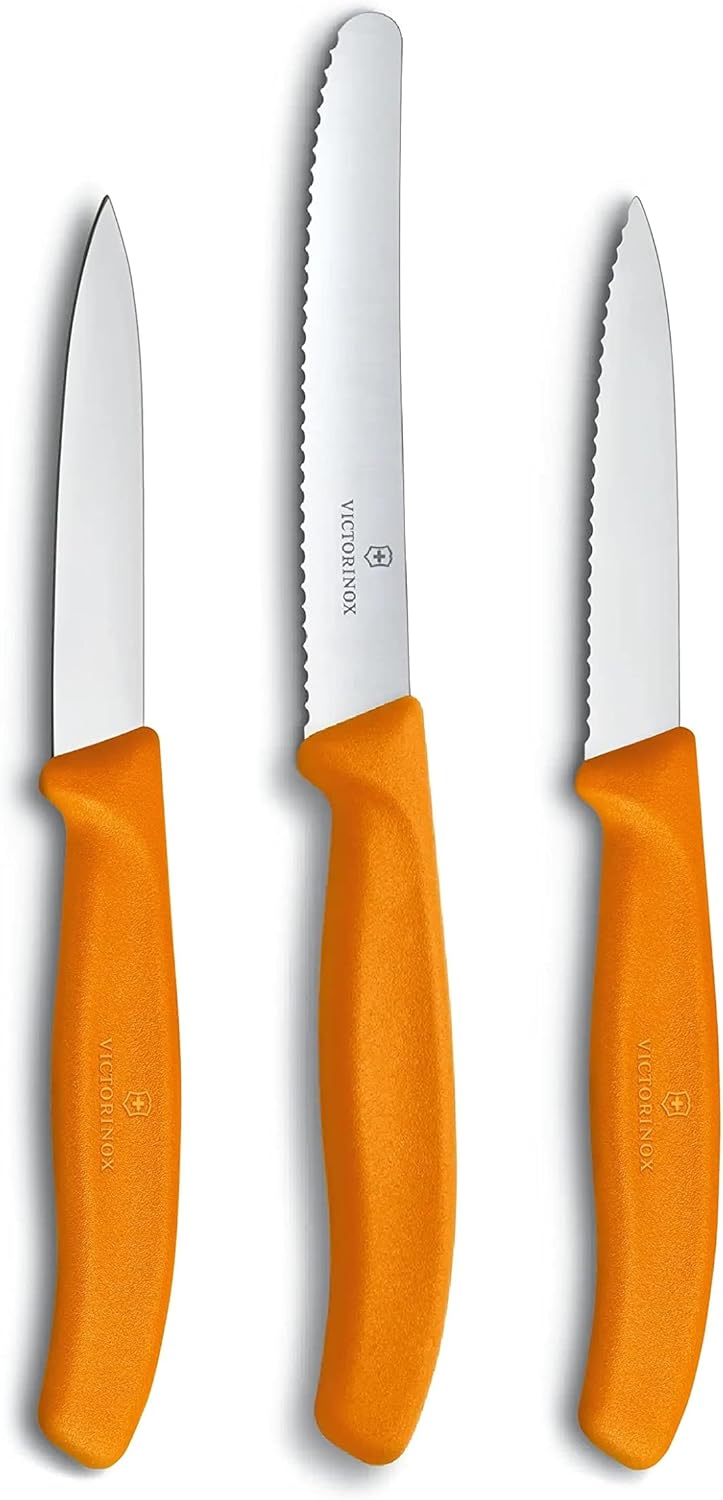 Victorinox 3-tlg Gemüsemesser-Set Swiss Classic - Küchenmesser, Obstmesser - Swiss Made - Orange Ora