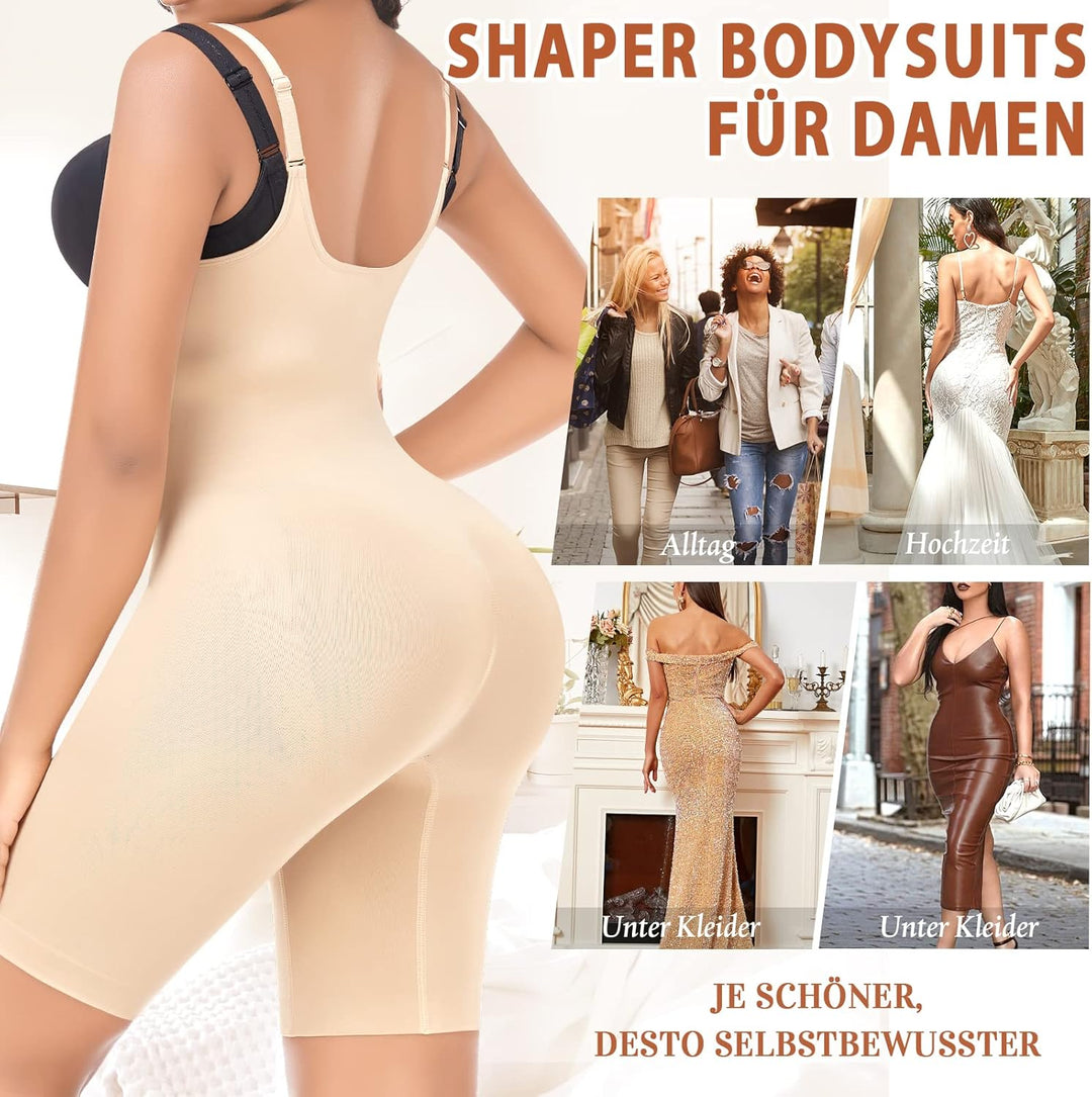 YARRCO Shapewear Damen Body Shaper Bauchweg XXL Beige-Mit Beine, XXL Beige-Mit Beine
