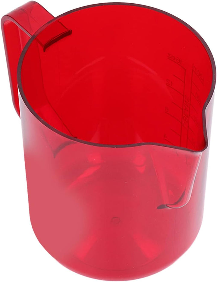 600 ml Acryl-Kaffeekrug, Adlermaul-Wasserauslass, bruchsicherer Aufschäumkrug, rot, Milchkännchen, m