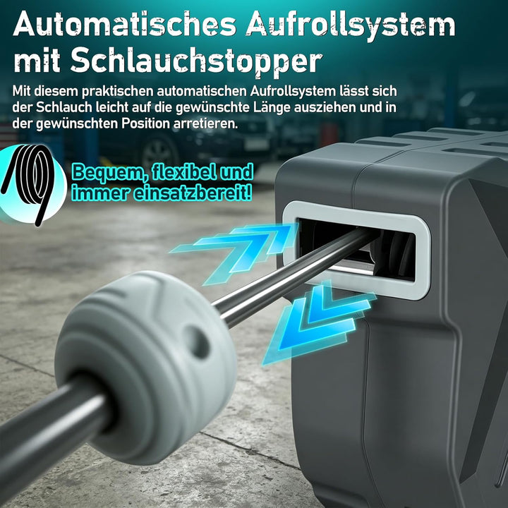 Tubiaz Druckluftschlauchtrommel 20m, Schlauchtrommel druckluft Automatisch 1/4" Anschluss, PVC Lufts
