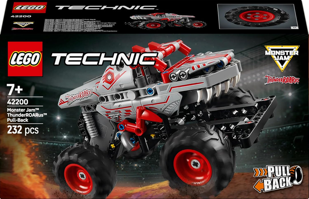 LEGO Technic Monster Jam ThunderROARus, Spielzeug-Monstertruck mit Rückziehfunktion, Bauspielzeug fü
