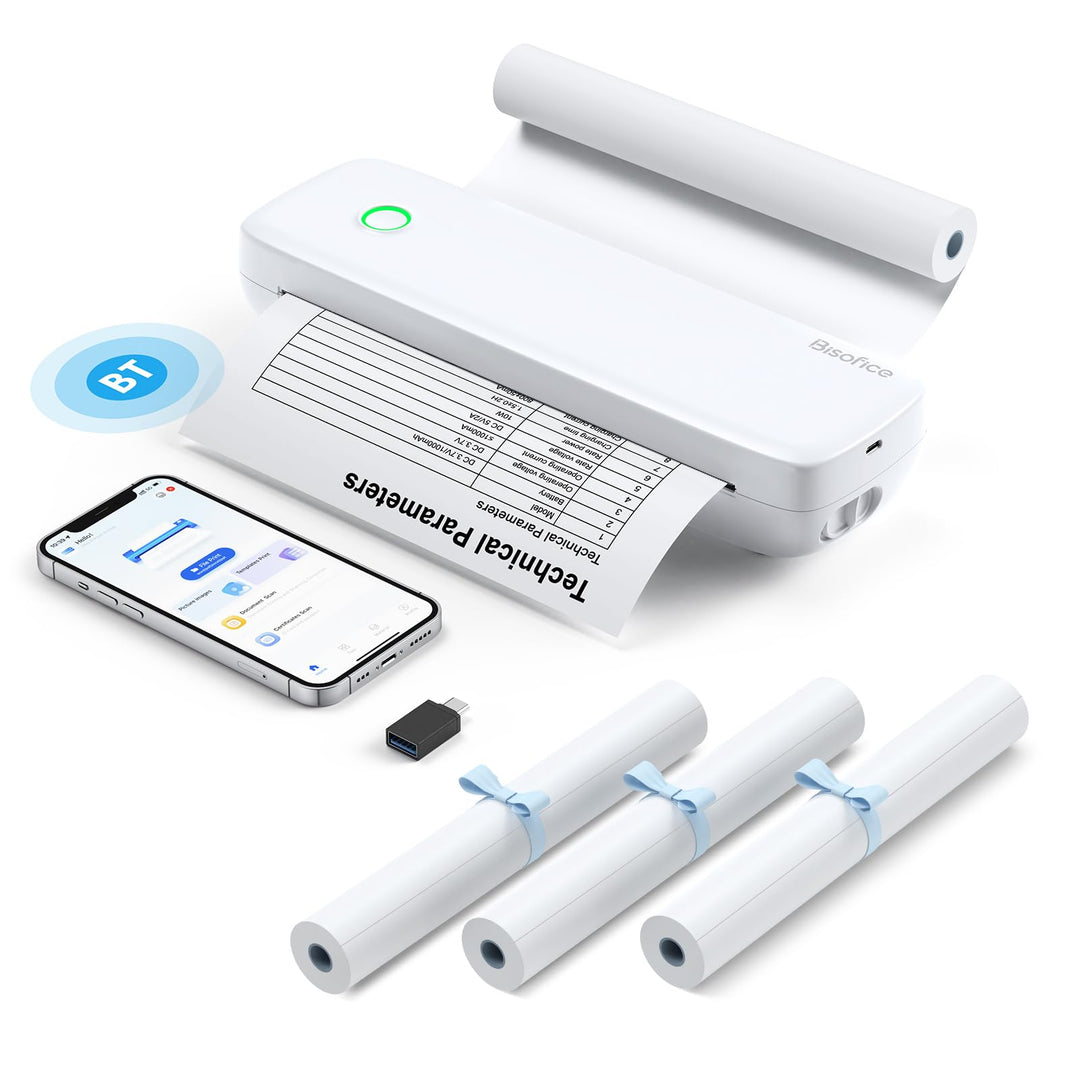 Bisofice L81 Mobiler Tragbarer Drucker Bluetooth Thermodrucker A4 Mobiler Drucker A4 Klein Kompakt P