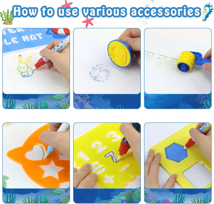 Wasser Doodle Matte,80 x 100 CM Magic Doodle Matte, Aqua Magic Doodle Malmatte,Wiederverwendbare Dra
