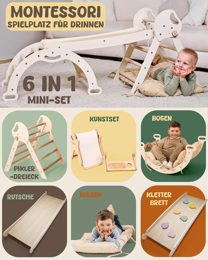 Goodevas Montessori Kletterdreieck Set Ivory 5-in-1 Art set, Ivory 5-in-1 Art set