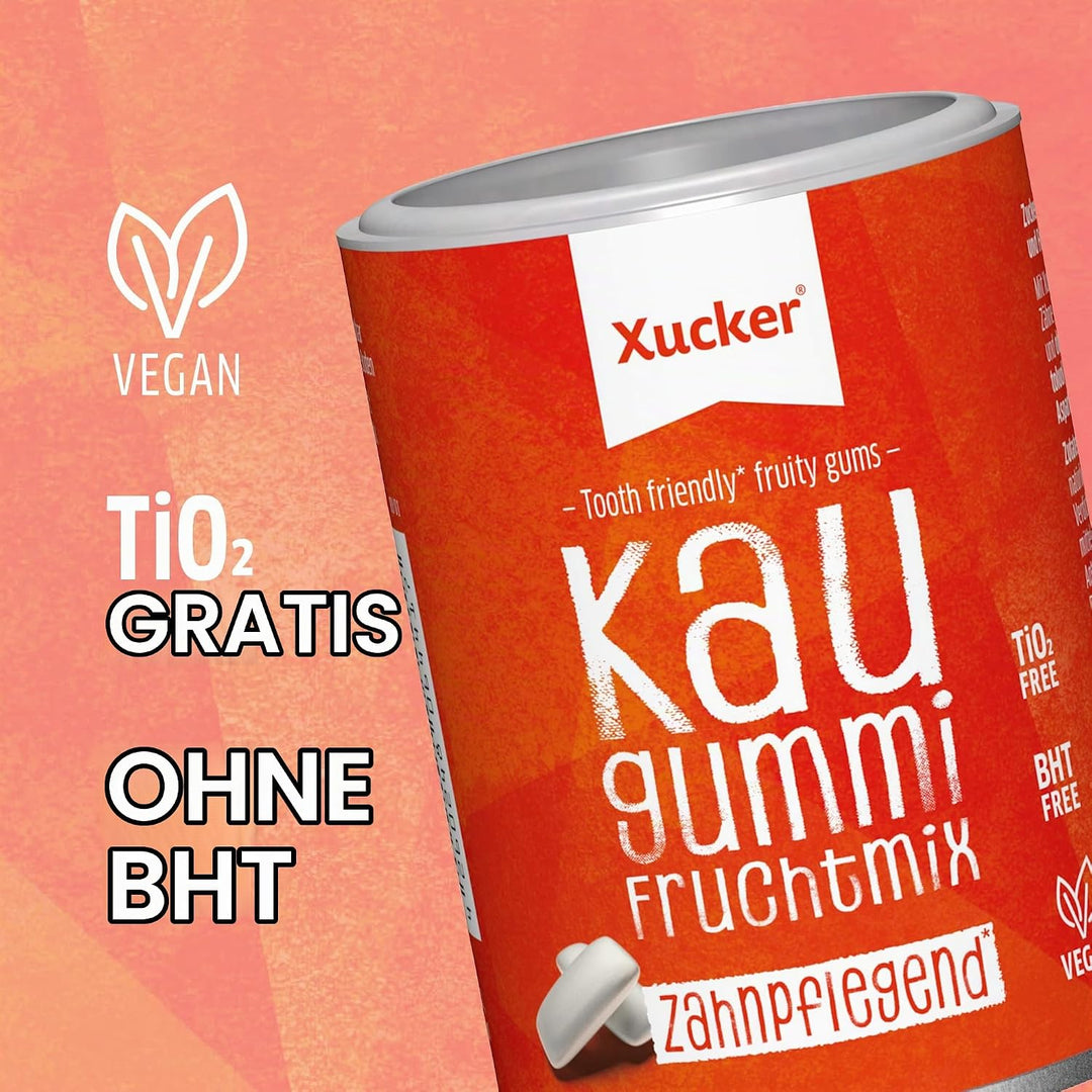 Xucker Zuckerfreie Zahnpflege Kaugummis Fruchtmix - Xylit Kaugummi zuckerfrei mit Frucht-Geschmack I