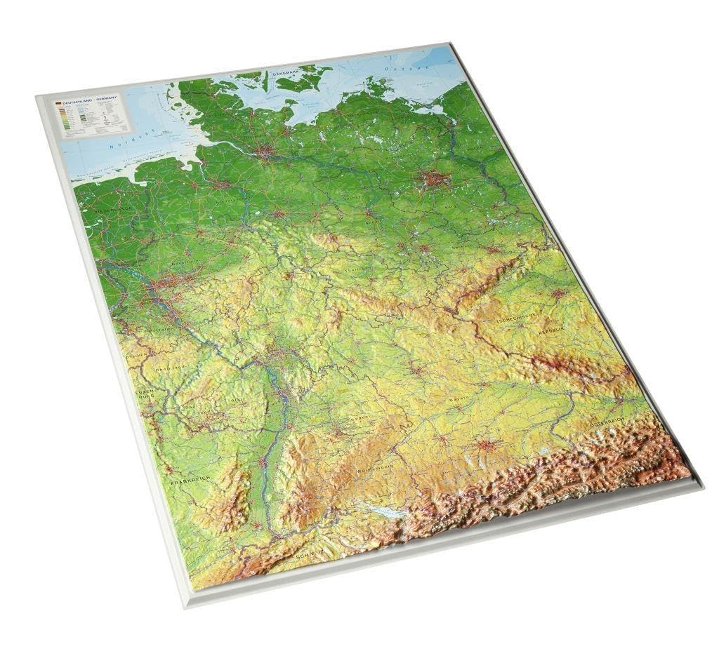 Deutschland 1:1.2MIO: Reliefkarte Deutschland (Tiefgezogenes Kunststoffrelief), Karte