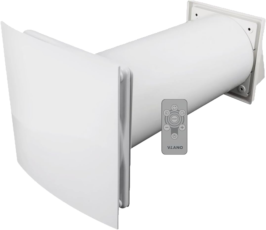 Vlano Dezentrale Wohnraumlüftung mit Wärmerückgewinnung, 125 mm, mit Fernbedienung, Temperatursensor