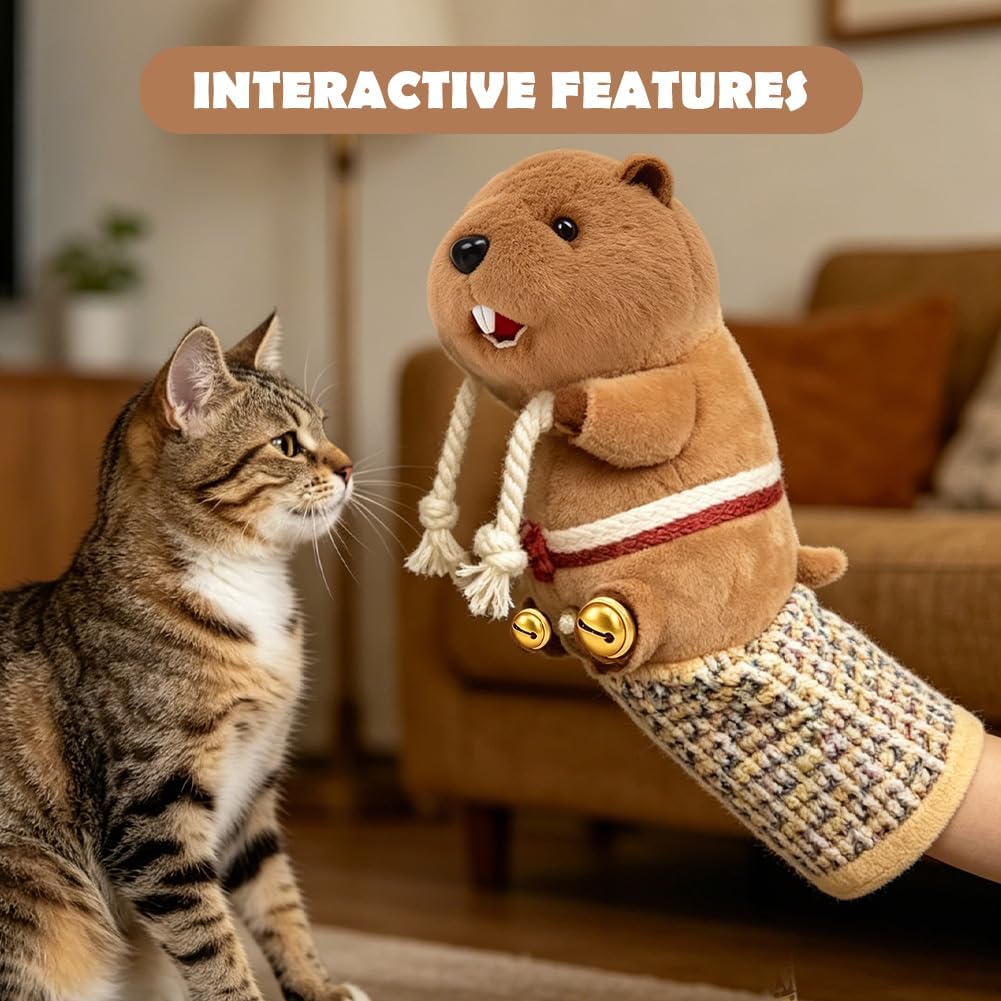 FARYODI Katzen Wrestling Handschuh, Interaktive Katzen Handpuppe mit robuster Polsterung, Sicheres K
