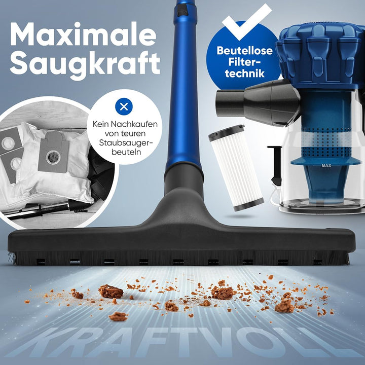 Proficare, 2in1 Staubsauger PC-BS3133-Blue, Handstaubsauger und kabelgebundener Besen, 600 W, HEPA-F