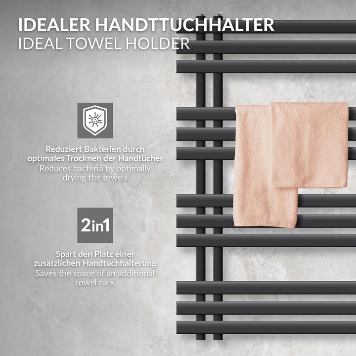 LuxeBath Design Badheizkörper Iron EM 500 x 1000 mm, Anthrazit, Designheizkörper Paneelheizkörper Fl