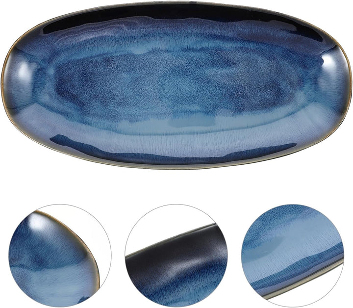 Luxshiny Tablett Servierplatte Servierplatten Keramikfischplatte Abendessen Teller für Sushi- Snacks