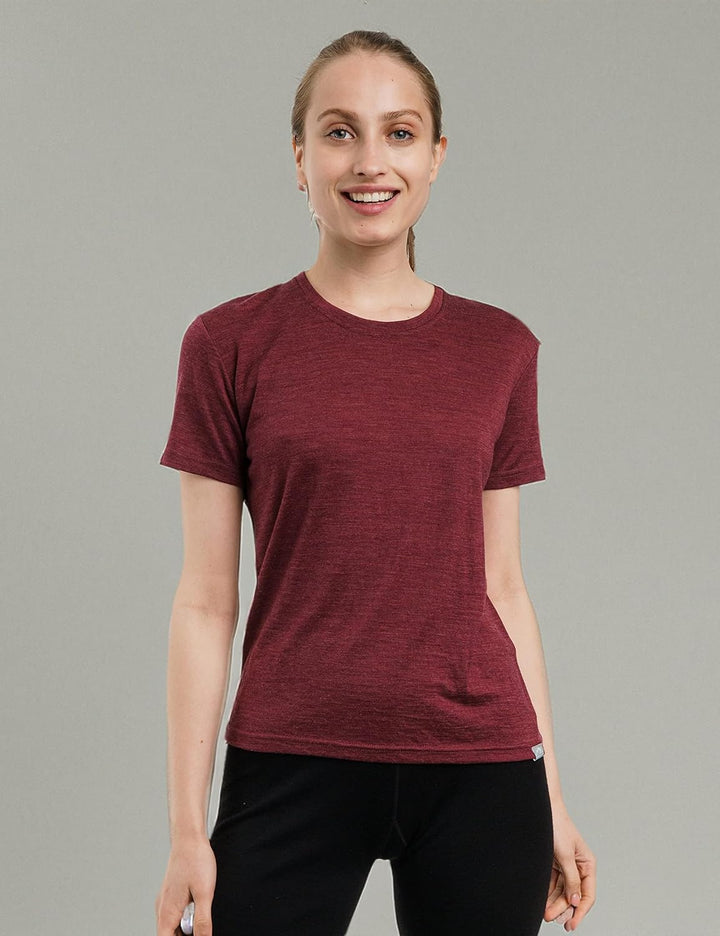 Merino.tech 100% Merino Shirt Damen Wandern - Merinowolle Tshirt Damen Kurzarm - Sport Thermo Unterh