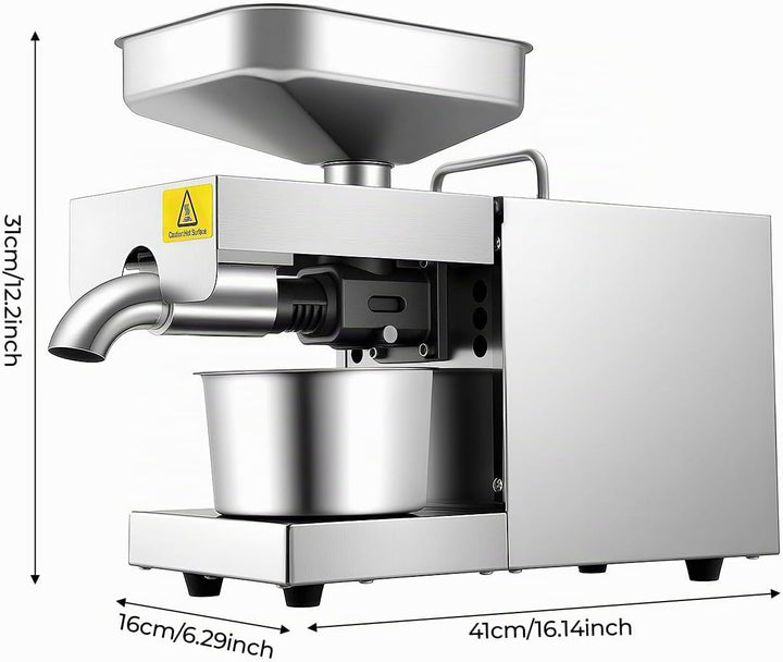 600W 220V Ölpresse Maschine Geringe Geräuschentwicklung Automatische Ölpresse aus Edelstahl Kalt- un