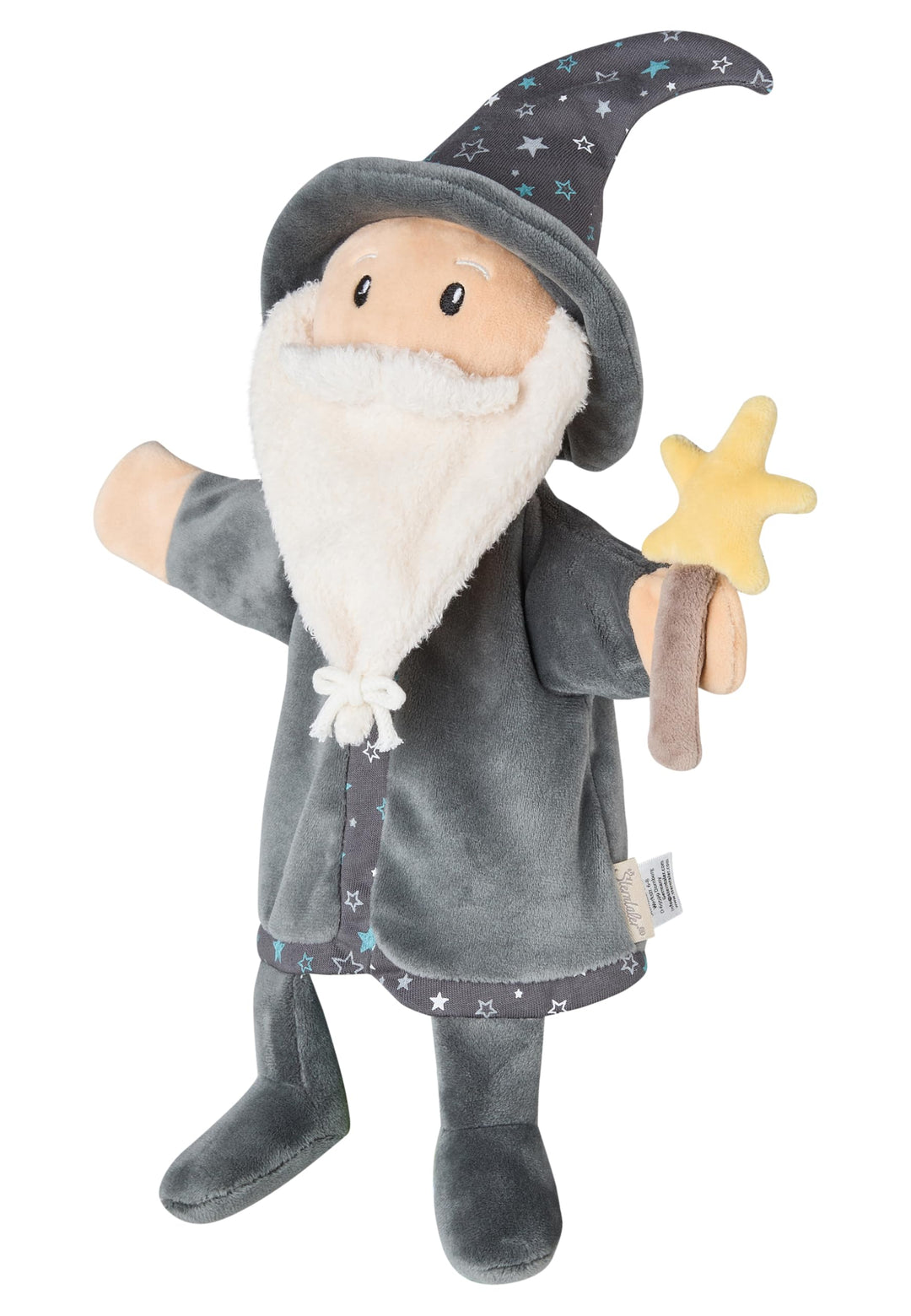 Sterntaler Handpuppe Zauberer aus weichem Flausch, Kinder- und Babyspielzeug, Kopf wattiert mit Poly