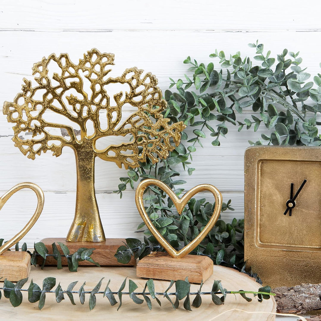 Logbuch-Verlag Baum Deko Figur aus Metall Lebensbaum Gold zum Hinstellen Schmuckbaum Hochzeit Gesche