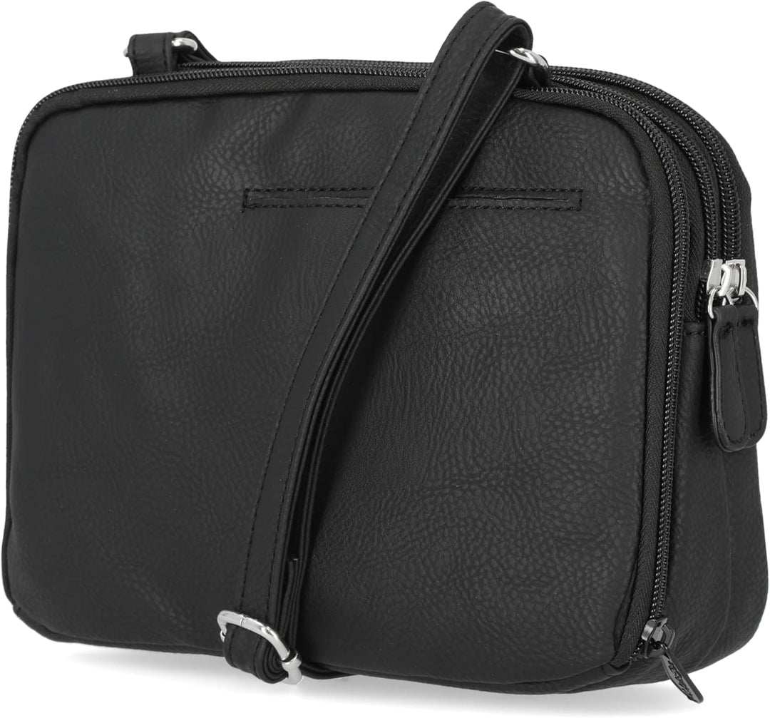 MultiSac Damen Zippy Triple Compartment Crossbody Bag Schultertasche Schwarz, Schwarz