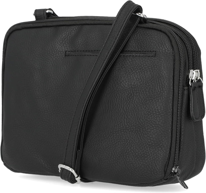 MultiSac Damen Zippy Triple Compartment Crossbody Bag Schultertasche Schwarz, Schwarz