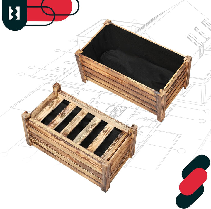 KOTARBAU® Blumenkasten - 60 x 33 x 25 cm - Pflanzkasten mit Vlies - Pflanzkübel gross aussen - Balko