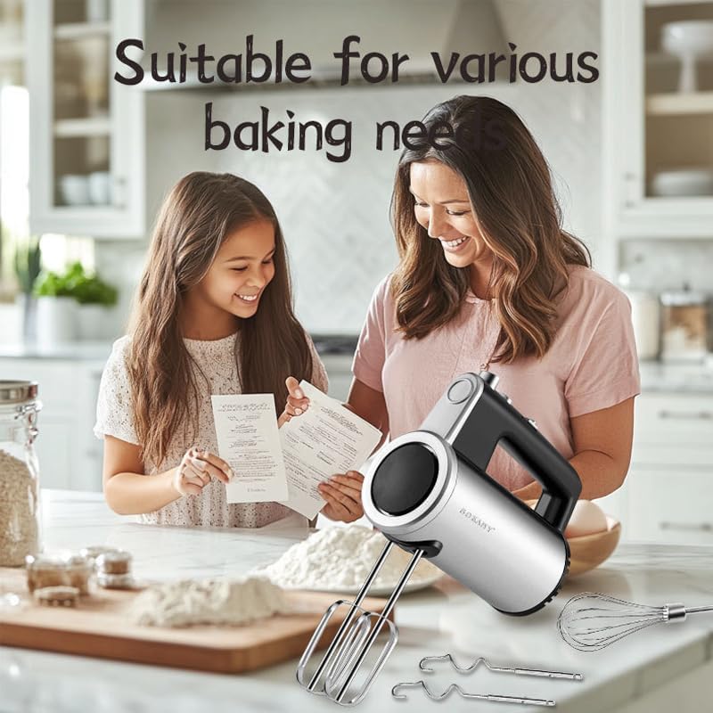 SOKANY 3-in-1 Handmixer SK-02017, 800 Watt Handrührgerät mit 5 Geschwindigkeiten, Edelstahl Rührgerä