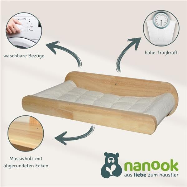 nanook Katzen Wandliegeplatz Wand Katzenliege Hängematte Kratzbaum Katzenbett Kletterwand - 60 cm -
