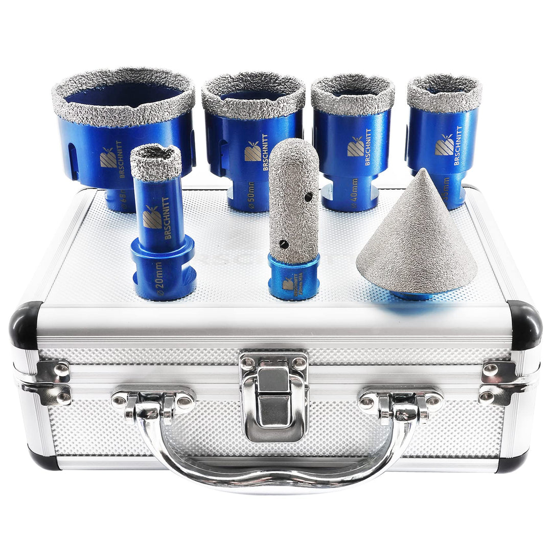 Diamantbohrer Fliesenbohrer Set -20/35/40/50/68mm Diamantbohrer & 20mmDiamant Fingerfräser-50mmFasen