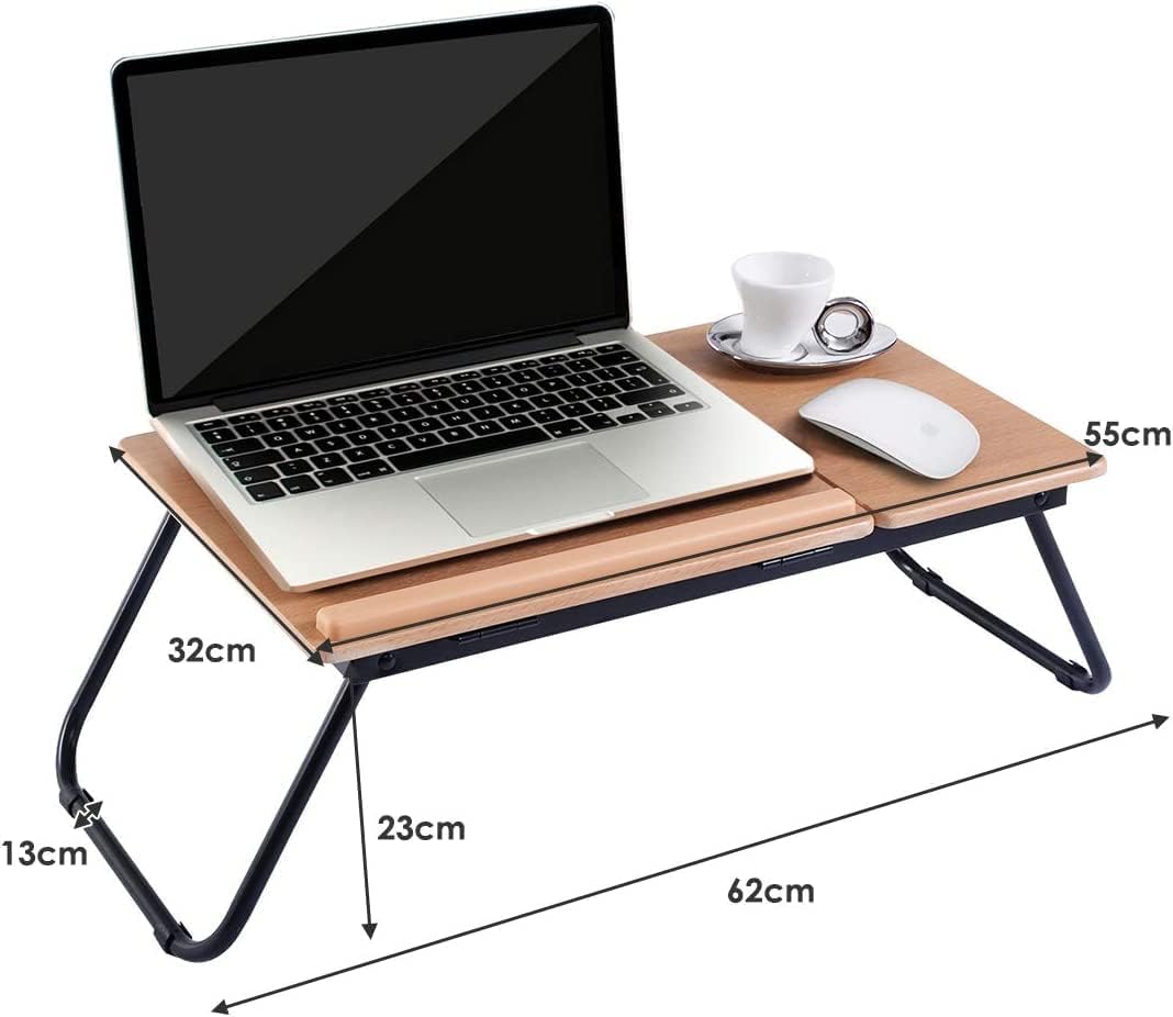 LIFEZEAL Laptoptisch fürs Bett, höhenverstellbarer &amp; Klappbarer Betttisch, Notebooktisch Holz, Leset