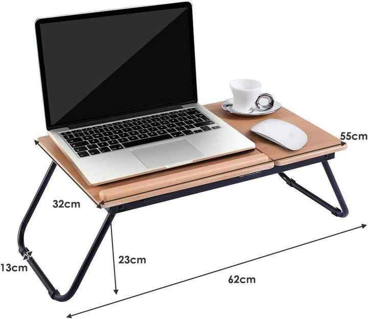 LIFEZEAL Laptoptisch fürs Bett, höhenverstellbarer &amp; Klappbarer Betttisch, Notebooktisch Holz, Leset