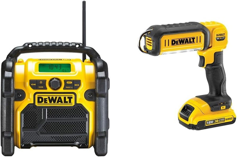 DeWalt Akku- und Netz-Radio/Baustellen-Radio (DAB(DAB(+)/FM Stereo/FM & 18V Akku LED-Leuchte Bundle