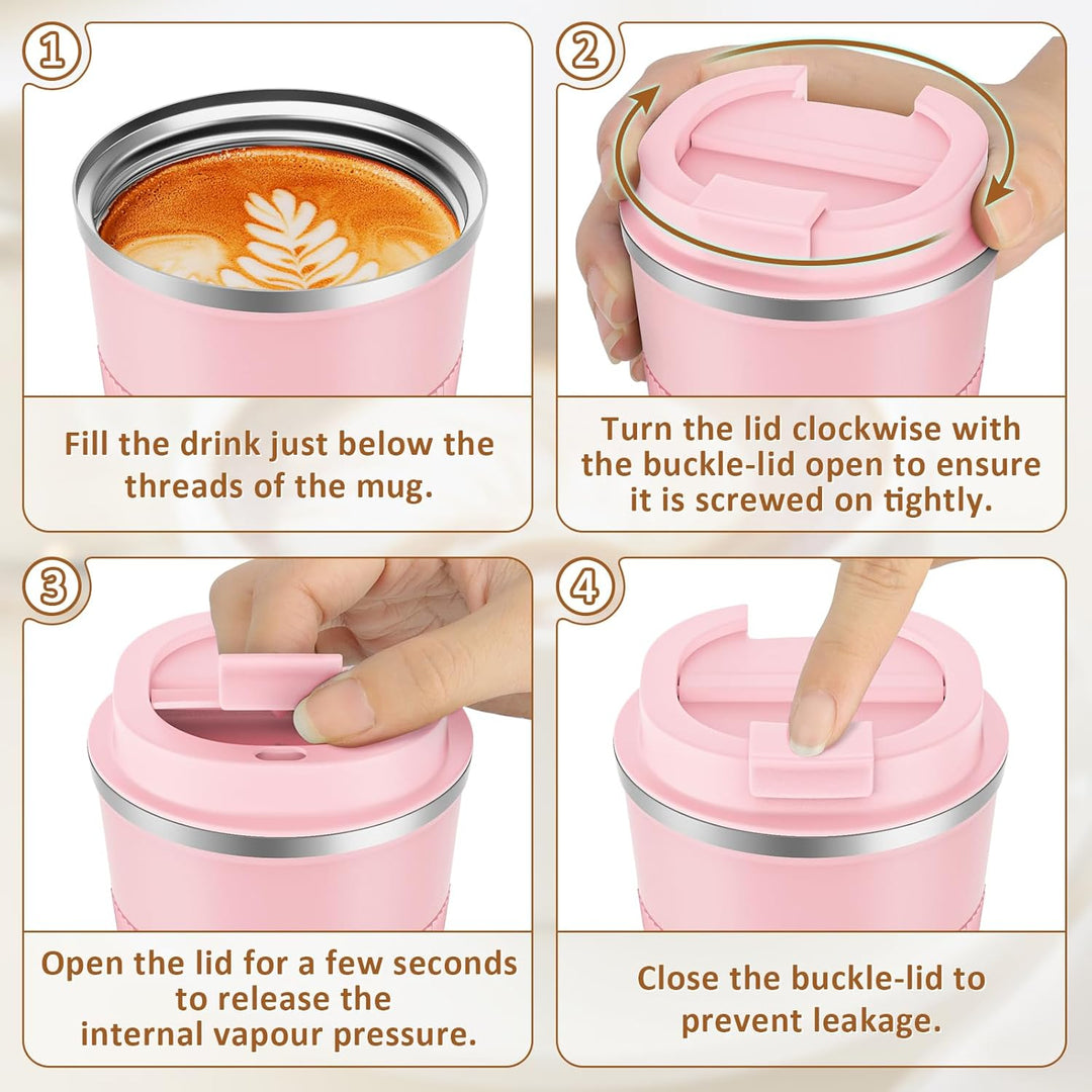 KETIEE Kaffeebecher to go,510ml Thermobecher Kaffee-to-go,Kaffeebecher Thermo,Doppelwandig Reisebech