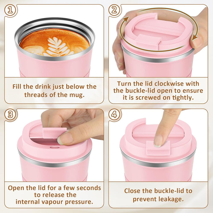 KETIEE Kaffeebecher to go,510ml Thermobecher Kaffee-to-go,Kaffeebecher Thermo,Doppelwandig Reisebech