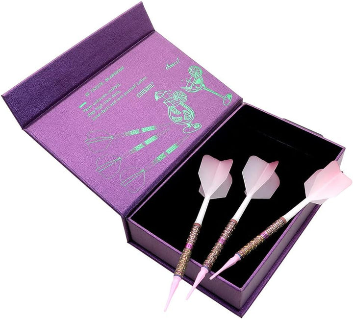 CUESOUL Soft Tip 90% Tungsten Dart Set mit Ölfarbe Finish und ROST Flights 19g pink lady cocktail, 1