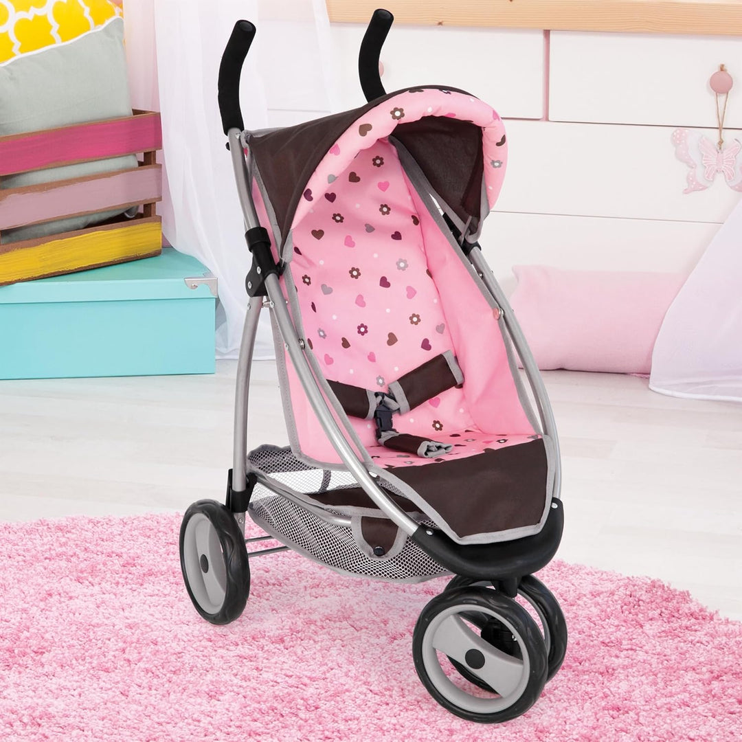 Bayer Design 39920AA Puppenwagen, Puppen Jogger Sport, mit Doppelrad vorne, braun, 37 x 52 x 69 cm