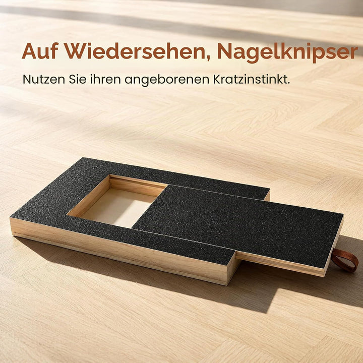 Kratzbrett für Hunde mit Leckerlibox 35x25x3cm Nagelfeilenbrett aus Holz 4 Sandpapier Scratch Pad fü