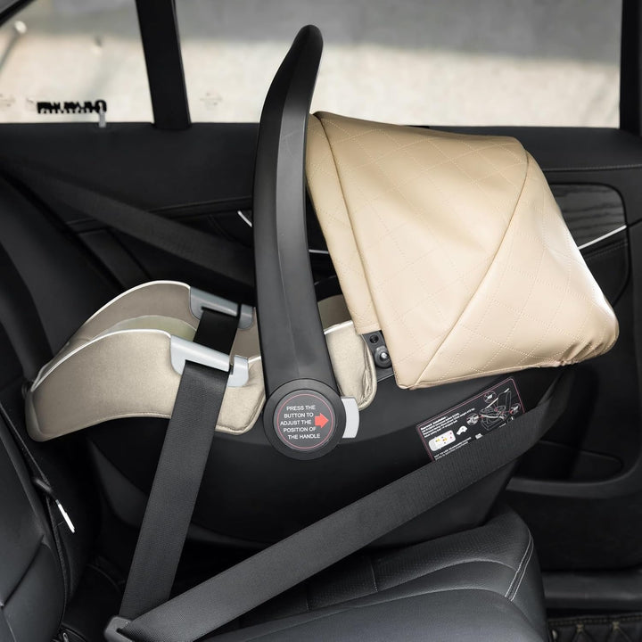 Gcarebb PU Leder 3 in 1 Kinderwagen, Buggy Mit Auto Babyschale, Mit Einem Klick Zusammenklappbarer T