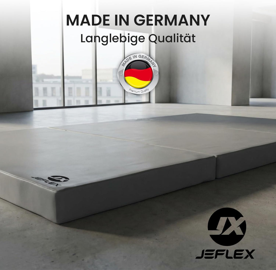Jeflex - klappbare Weichbodenmatte &amp; Turnmatte 210 x 100 x 8 cm MADE IN GERMANY/Gymnastikmatte tragb